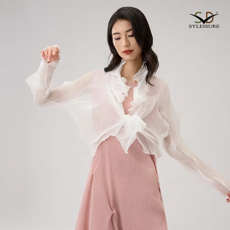 Custom Women's Sheer Pleated Ruffled Shrug Manufacturers, Product