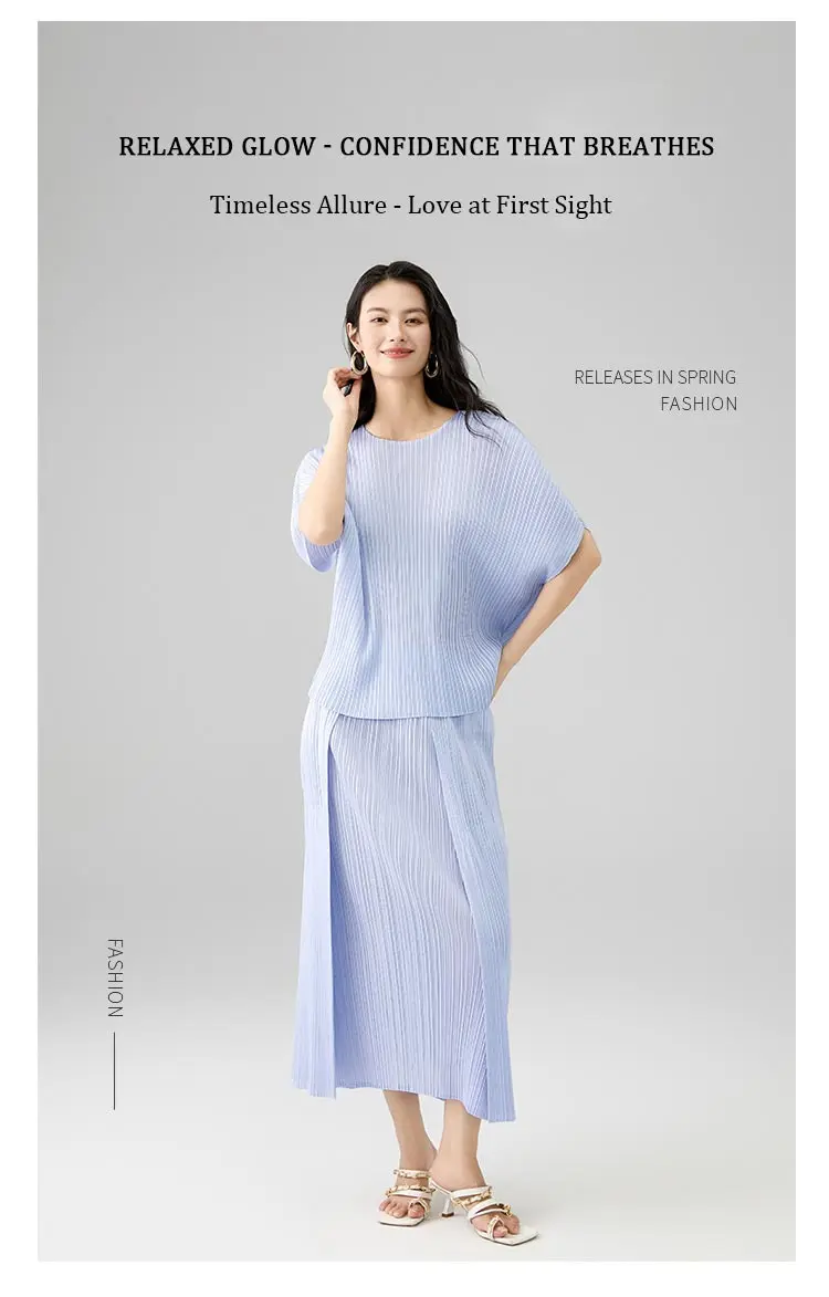 Light Blue Pleated Set Detail 7