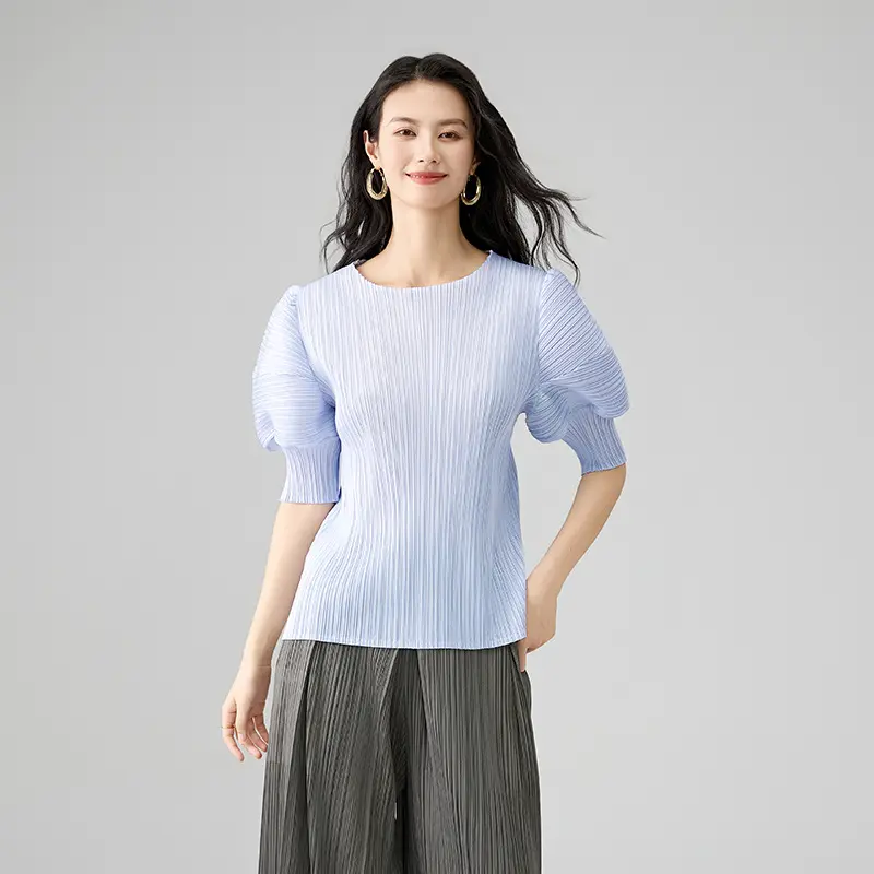 OEM Elegant Pleated Puff Sleeve Blouse Manufacturer, Product