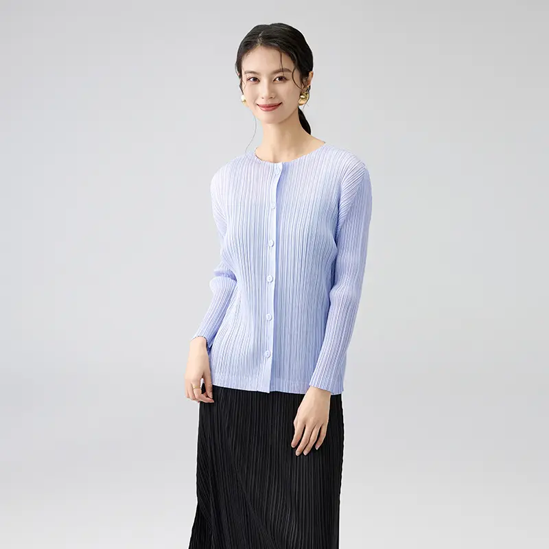 Wholesale Pleated Long Sleeve Button Up Cardigan Factory, Factories