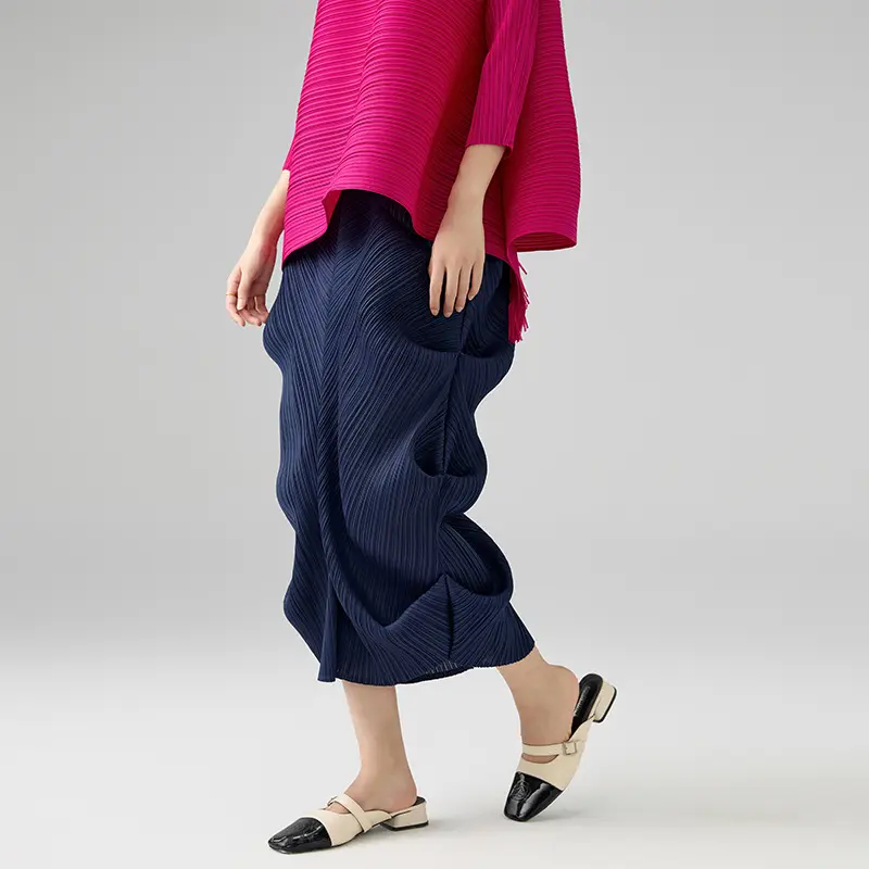 China Women’s Pleated Midi Skirt – Textured Stretch High-Waist Skirt for Casual & Elegant Wear Manufacturer, Exporters