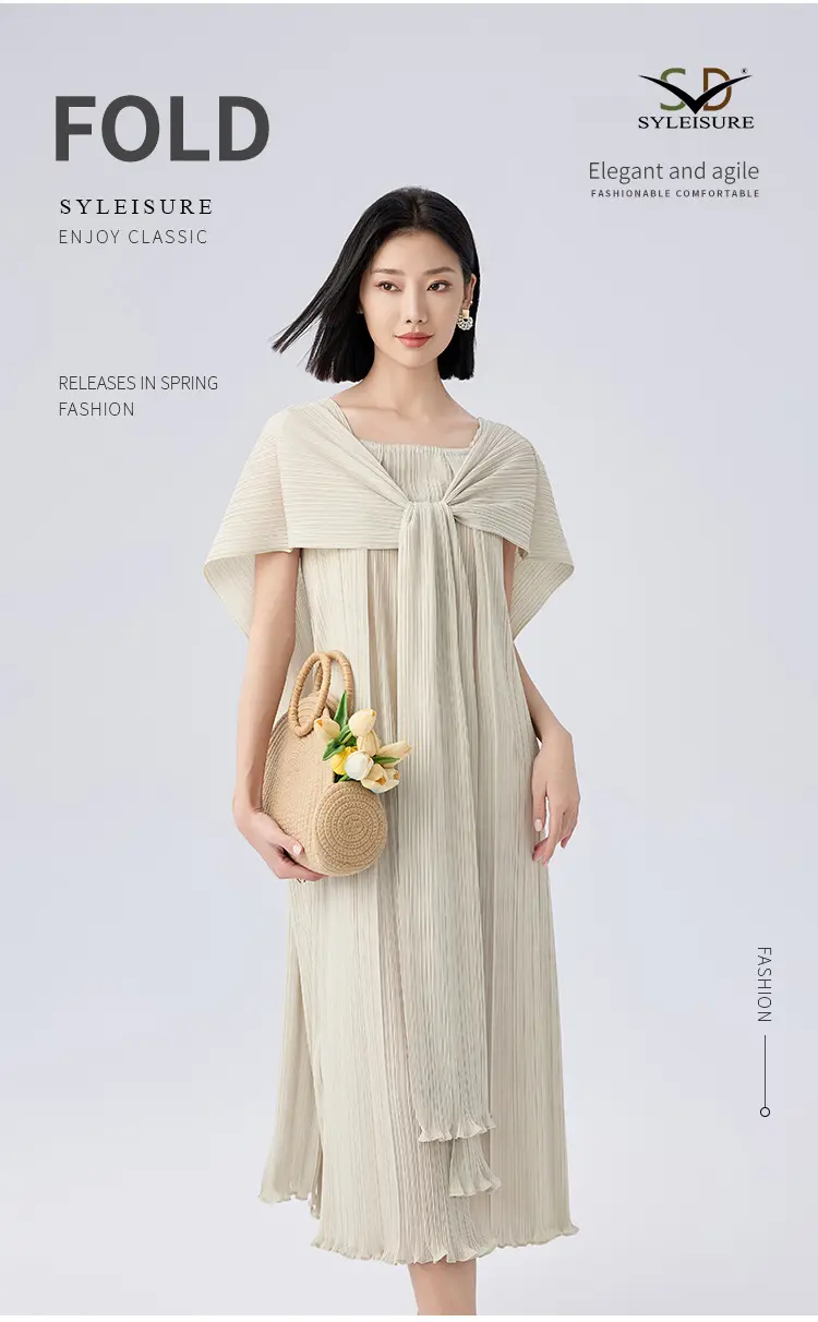 Square Neck Cape Dress Detail 1