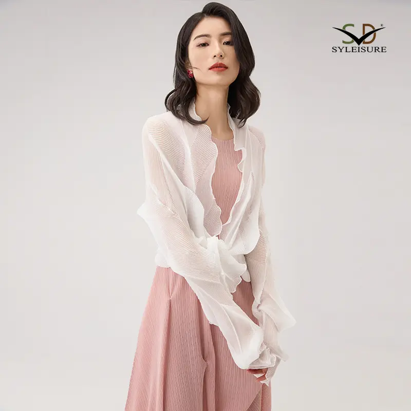 Custom Women's Sheer Pleated Ruffled Shrug Manufacturers, Product