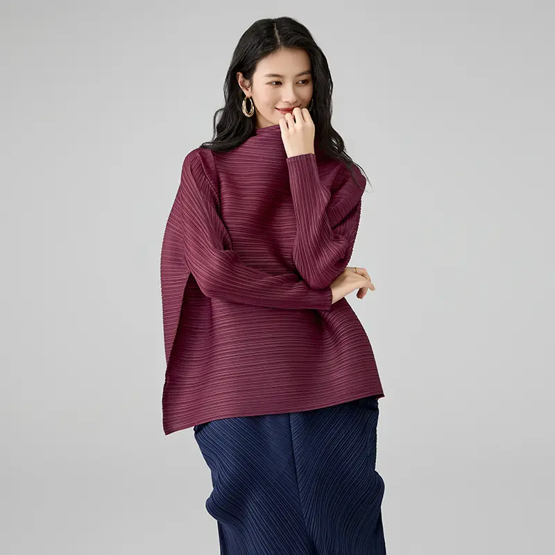 OEM Women's Elegant Pleated Long Sleeve Blouse Suppliers, Products