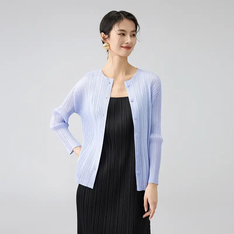 Wholesale Pleated Long Sleeve Button Up Cardigan Factory, Factories