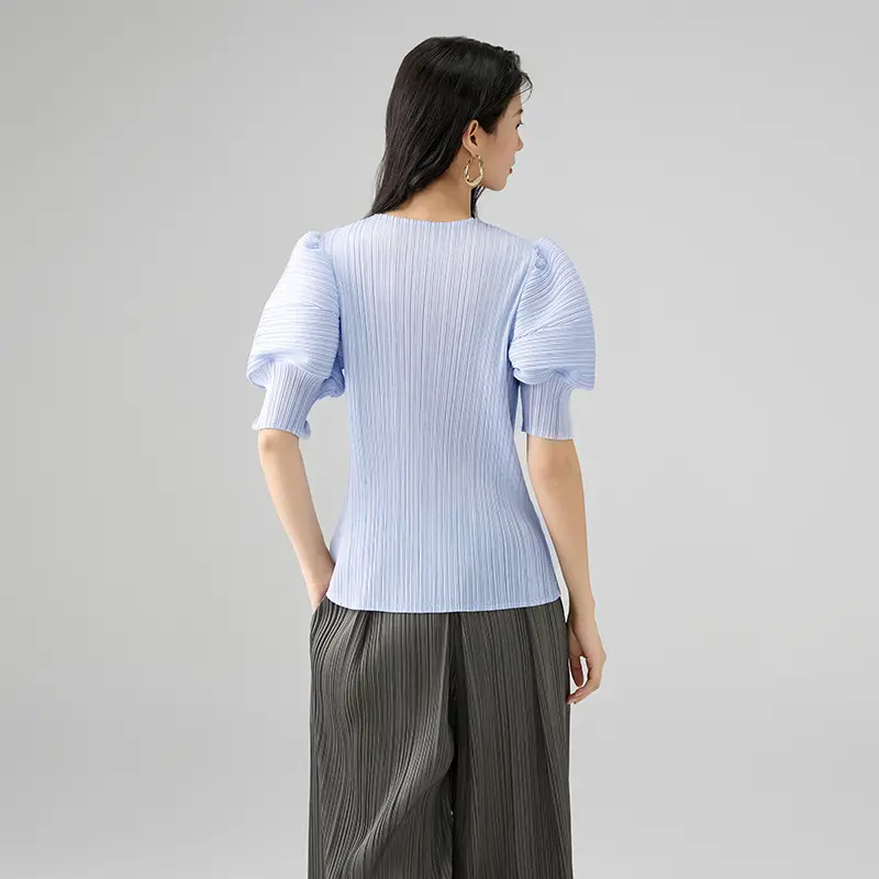 OEM Elegant Pleated Puff Sleeve Blouse Manufacturer, Product