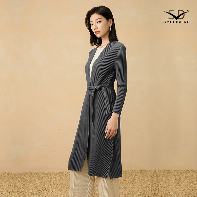 Wholesale Women's Pleated Long Belted Coat Factories, Products