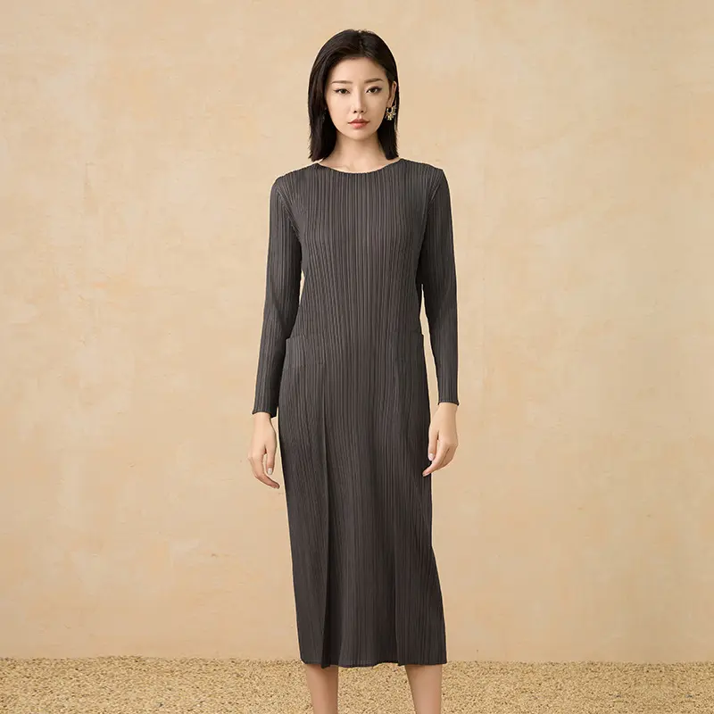 Best Minimalist Pleated Long Sleeve Midi Dress Supplier, Service