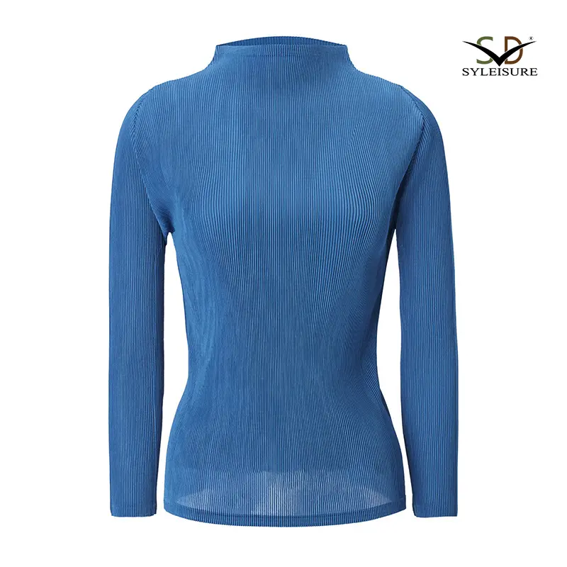 Wholesale Women's Pleated Long - Sleeve Mock Neck Top Products, Service