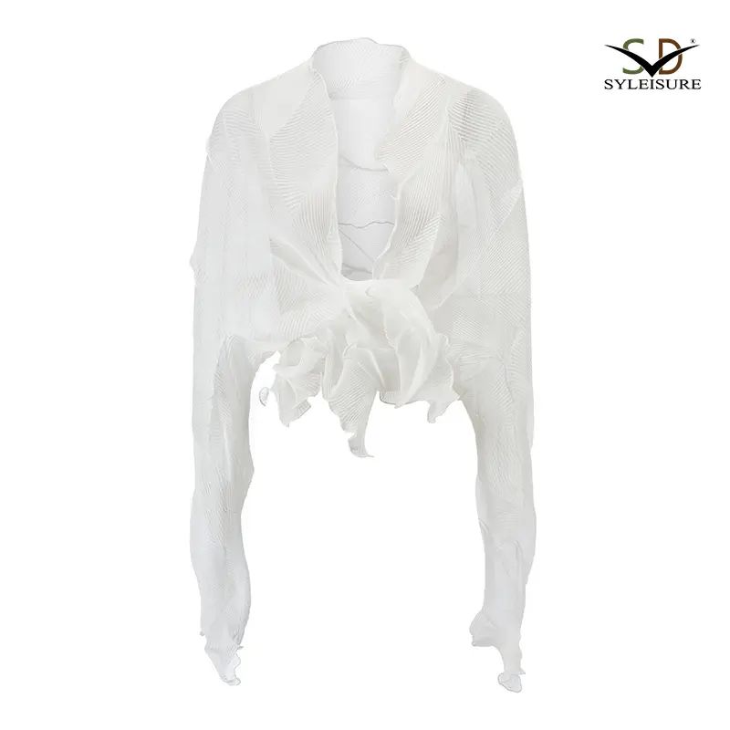 Custom Women's Sheer Pleated Ruffled Shrug Manufacturers, Product