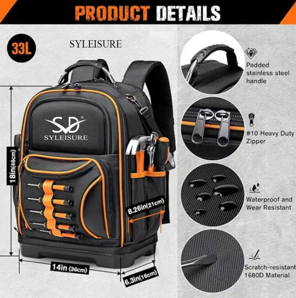 China SYLEISURE Organized Tool Backpack with Fixed Tool Slots Manufacturer, Manufacturers