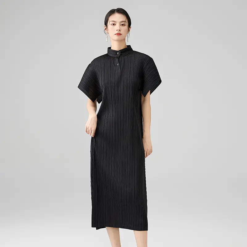 Wholesale Women's Elegant Pleated Midi Dress Suppliers, Factory