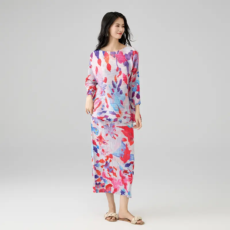 OEM Floral Pleated Two Piece Set for Women Manufacturer, Manufacturers