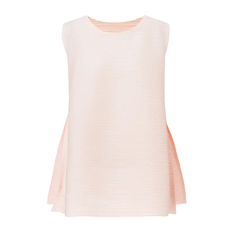 Wholesale Women’s Pleated Sleeveless Top – Loose Fit Tank Blouse in Peach Pink Exporter, Companies