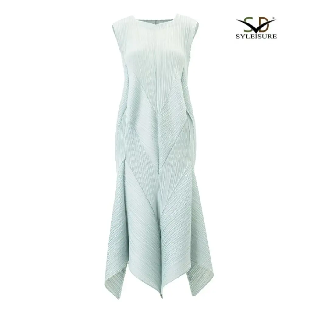 ODM Women's Pleated Sleeveless Asymmetric Midi Dress Product, Service