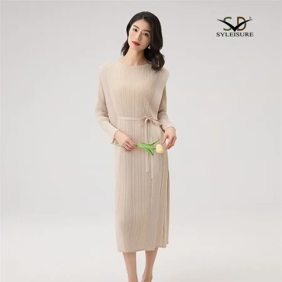 ODM Women's Pleated Long - Sleeve Midi Dress Suppliers, Exporter