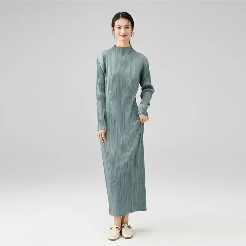 Wholesale Elegant Pleated Long Sleeve Midi Dress Suppliers, Service