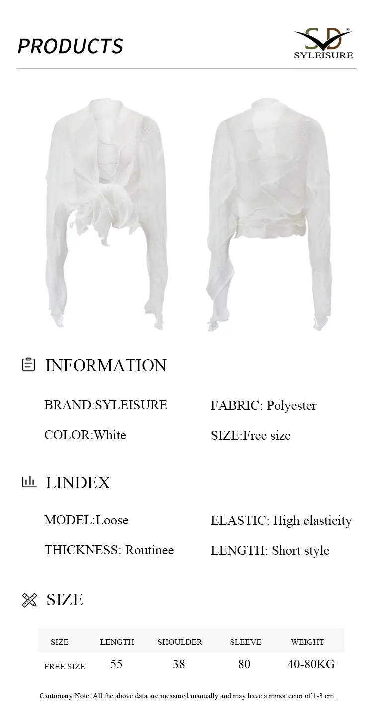 Women's Sheer Pleated Ruffled Shrug Detail 4