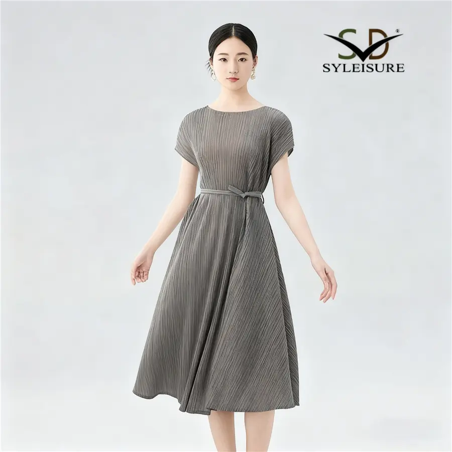 China Women's Pleated Short - Sleeve Midi Dress Manufacturers, Company