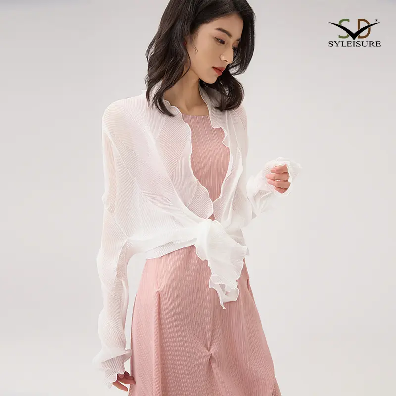 Custom Women's Sheer Pleated Ruffled Shrug Manufacturers, Product