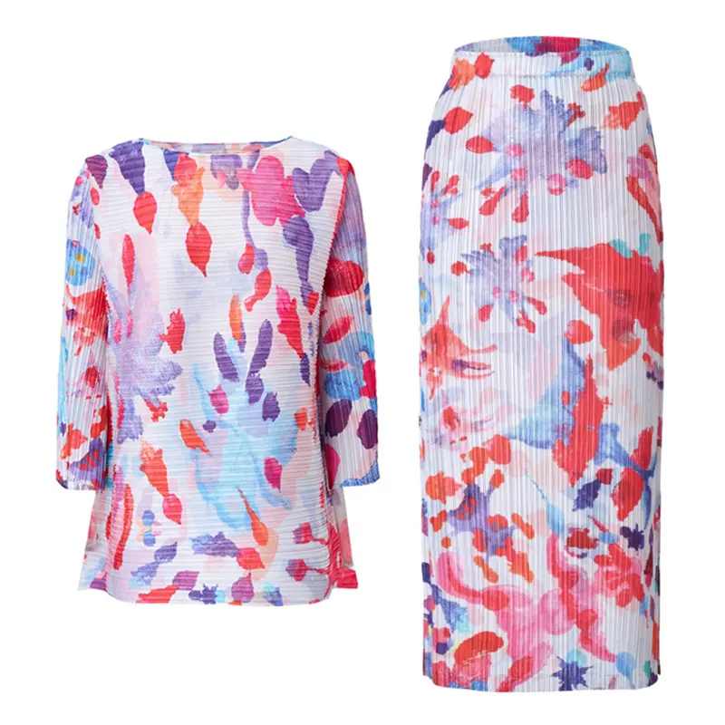 OEM Floral Pleated Two Piece Set for Women Manufacturer, Manufacturers