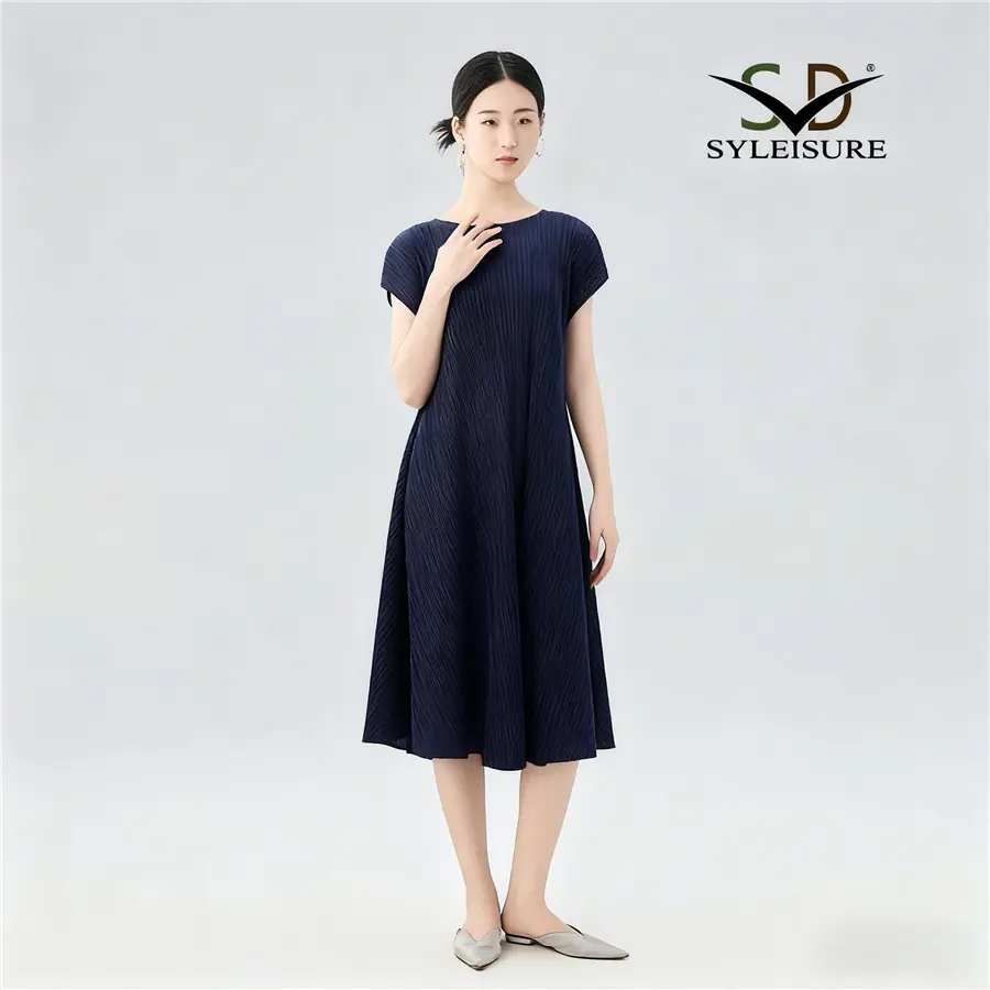 China Women's Pleated Short - Sleeve Midi Dress Manufacturers, Company