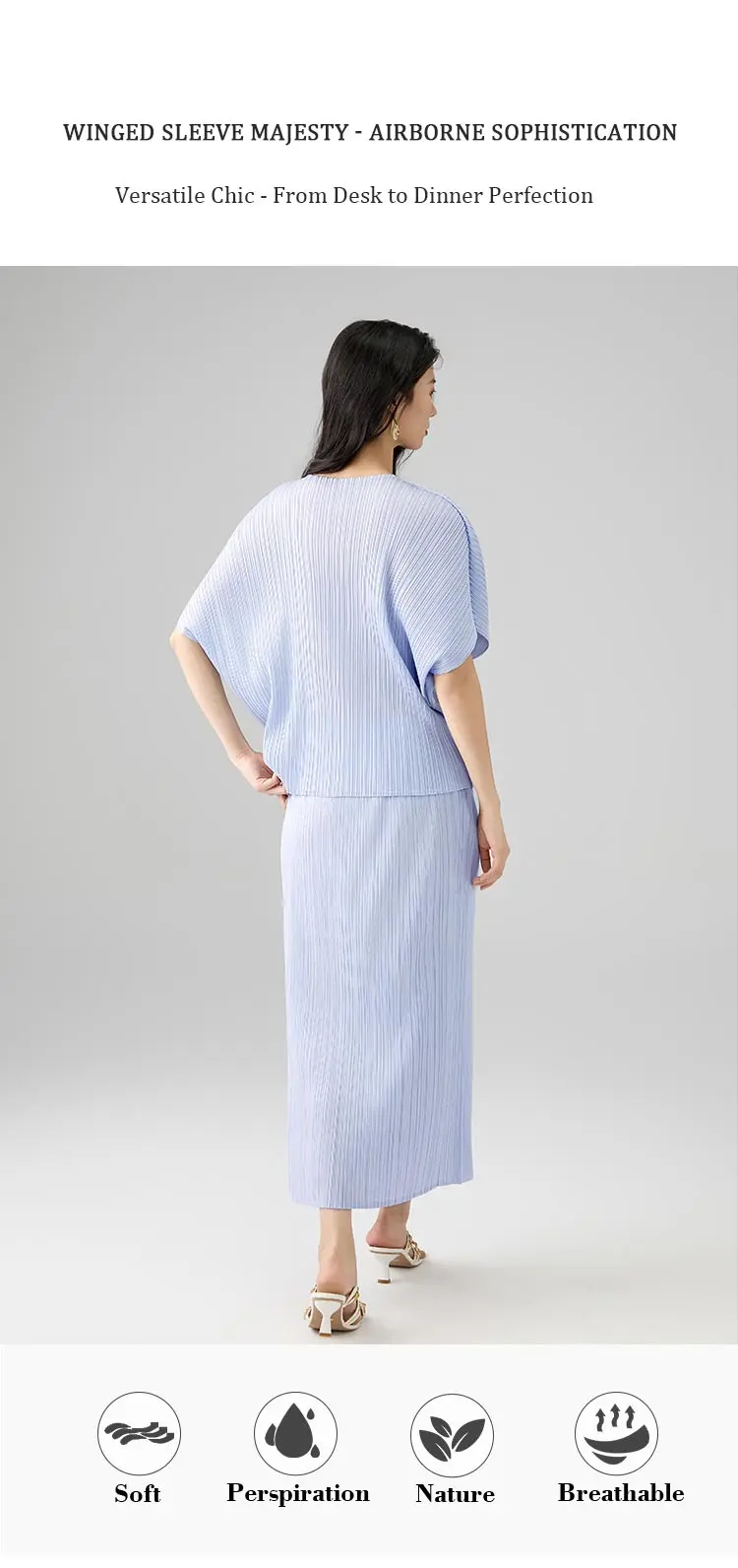 Light Blue Pleated Set Detail 4