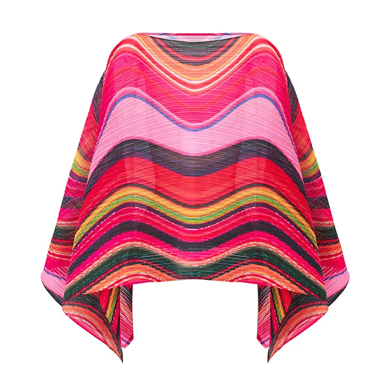 Wholesale Bohemian Multicolor Pleated Poncho Top Product, Service