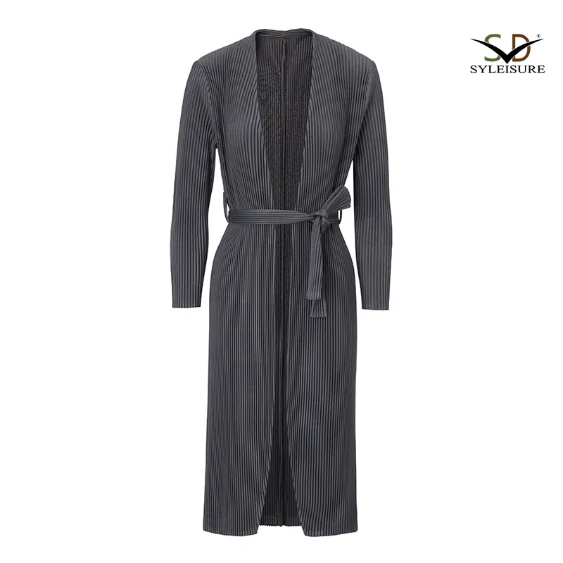 Wholesale Women's Pleated Long Belted Coat Factories, Products