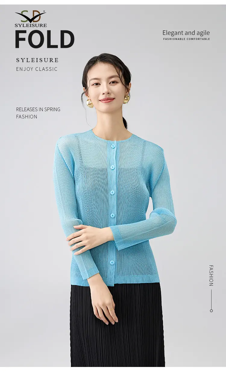 Sheer Pleated Cardigan View 1