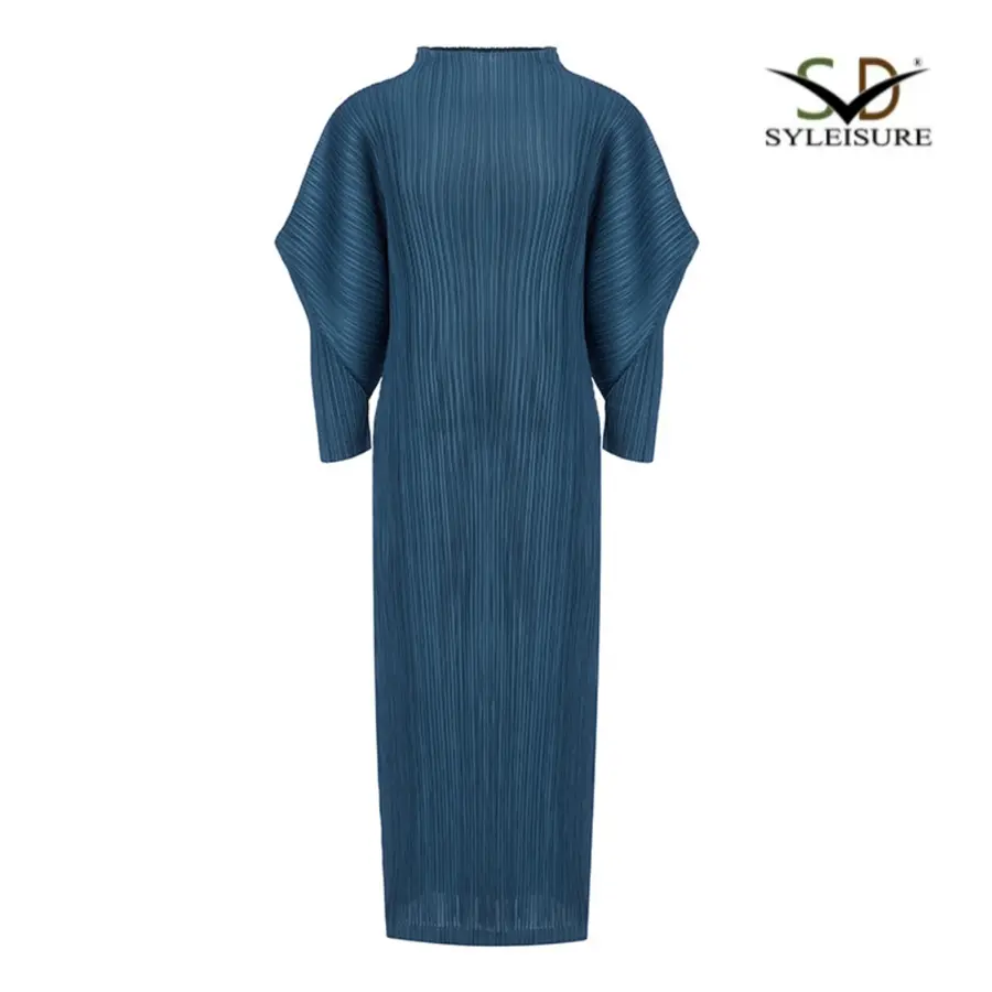 Famous Women's Mock Neck Batwing Sleeve Pleated Loose Fit Midi Dress Manufacturer, Manufacturers