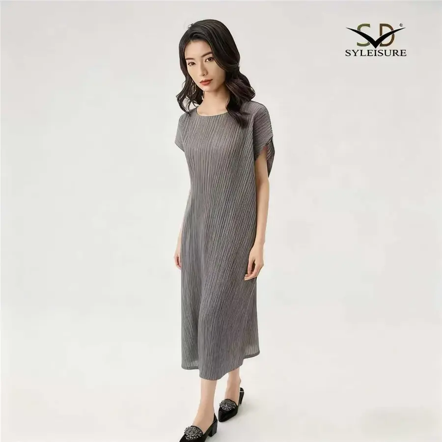 ODM Women's Pleated Loose - Fit Midi Dress Manufacturer, Exporter