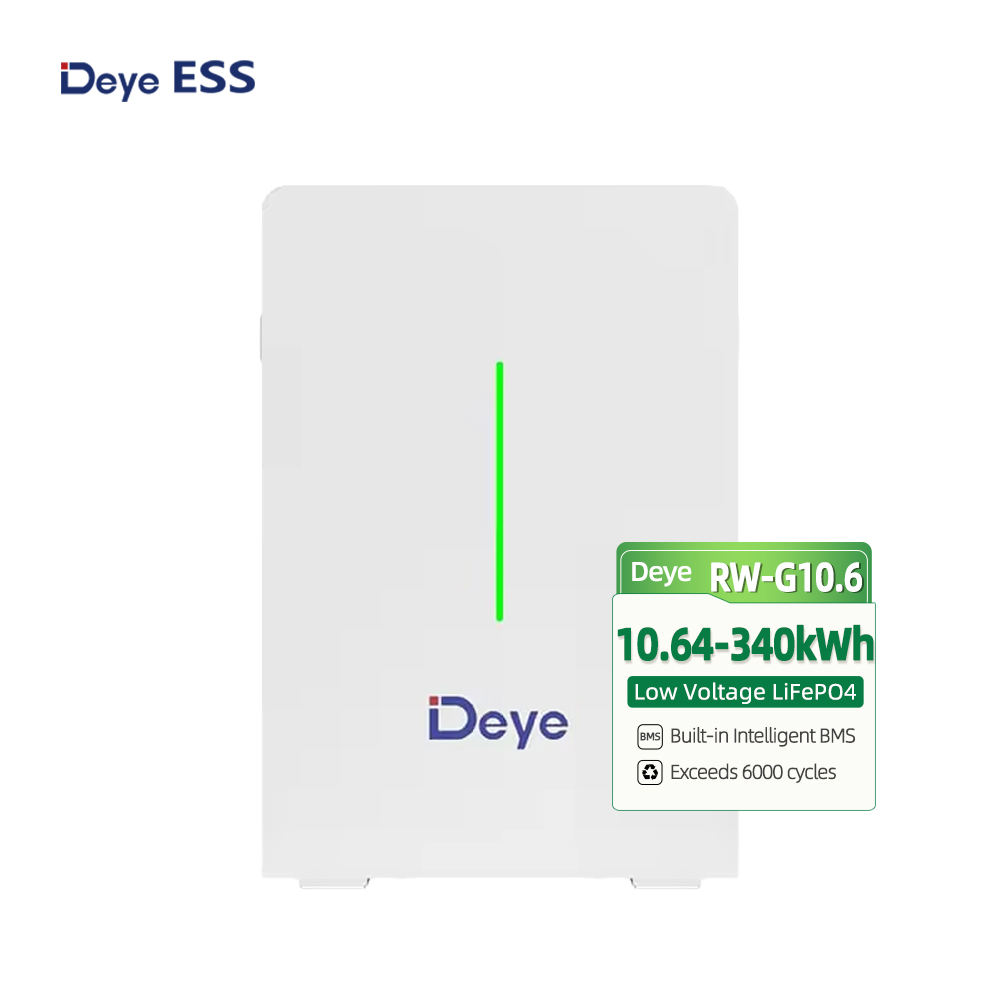 In Stock Deye Lithium Battery 10kwh RW-G10.6 51.2v 208ah Solar System Low Voltage Lifepo4 Wall Mounted 6000+ Cycles