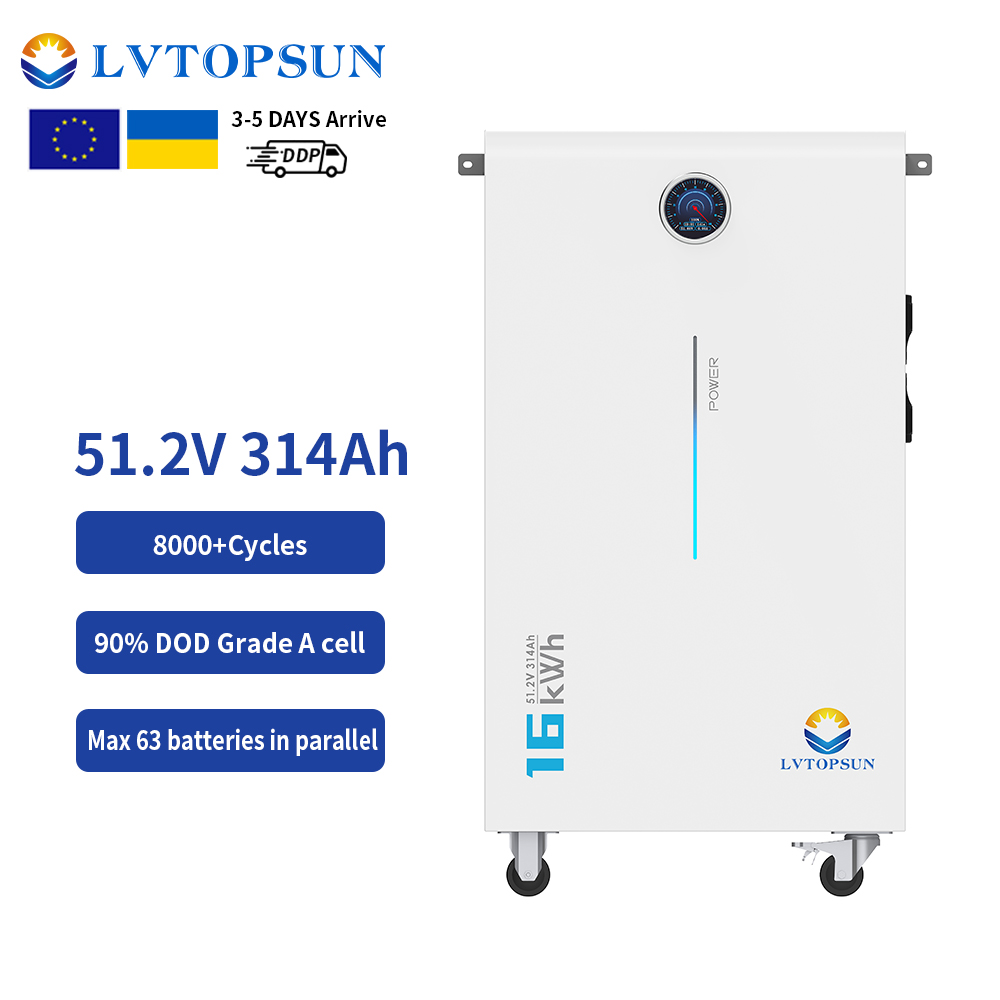 OEM 10-year Warranty 8000 Cycles 48V 51.2V 314Ah 16kWh LiFePO4 Lithium Batteries for Residential Solar Energy Storage Systems