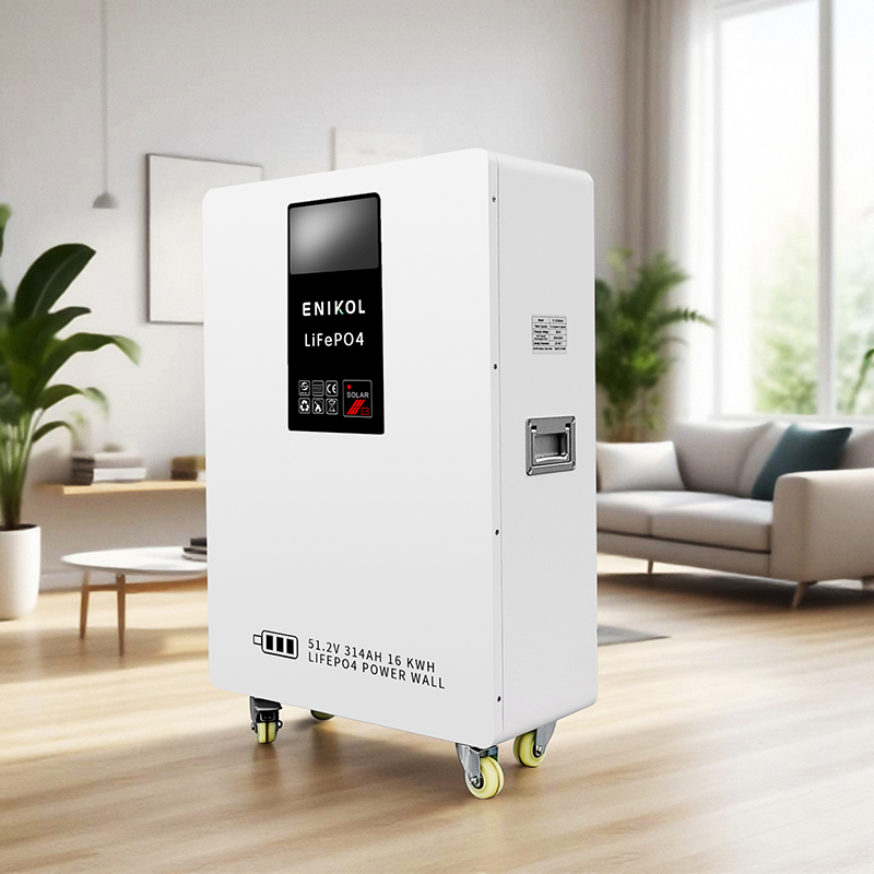 Enikol 51.2V 16kWh Wheeled Solar LiFePO4 Battery 10-20kW Hybrid/Off-grid Home Energy Storage System Easy Moving CAN