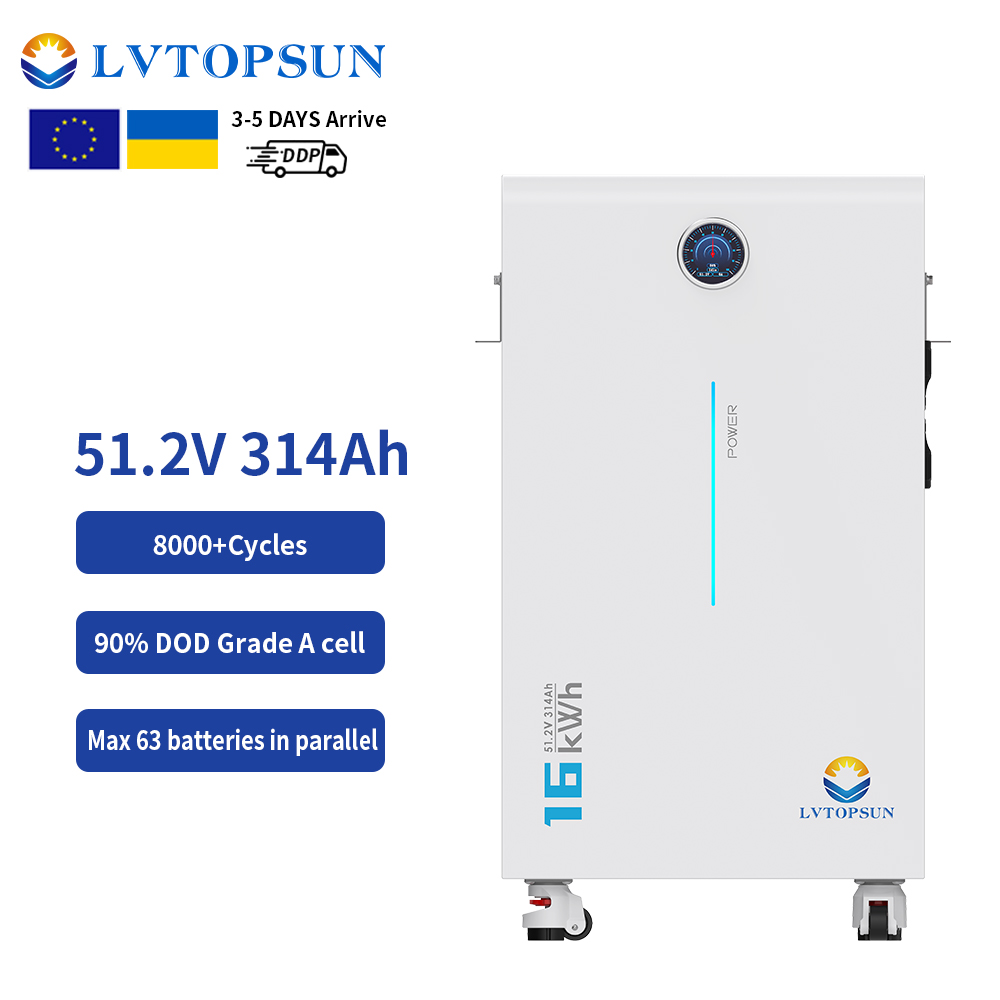 OEM 10-year Warranty 8000 Cycles 48V 51.2V 314Ah 16kWh LiFePO4 Lithium Batteries for Residential Solar Energy Storage Systems