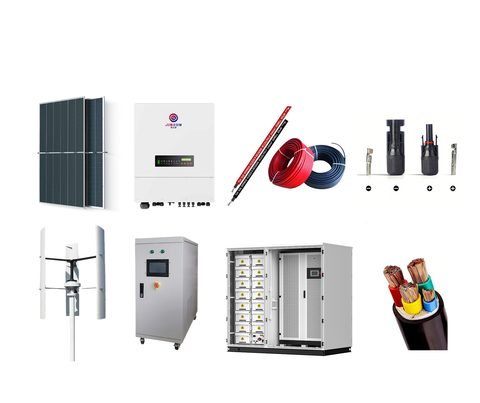 JinSun Hybrid Grid Microgrid System 2 Wind Solar Lithium Ion Energy Storage Liquid Cooling IP65 Protection Residential