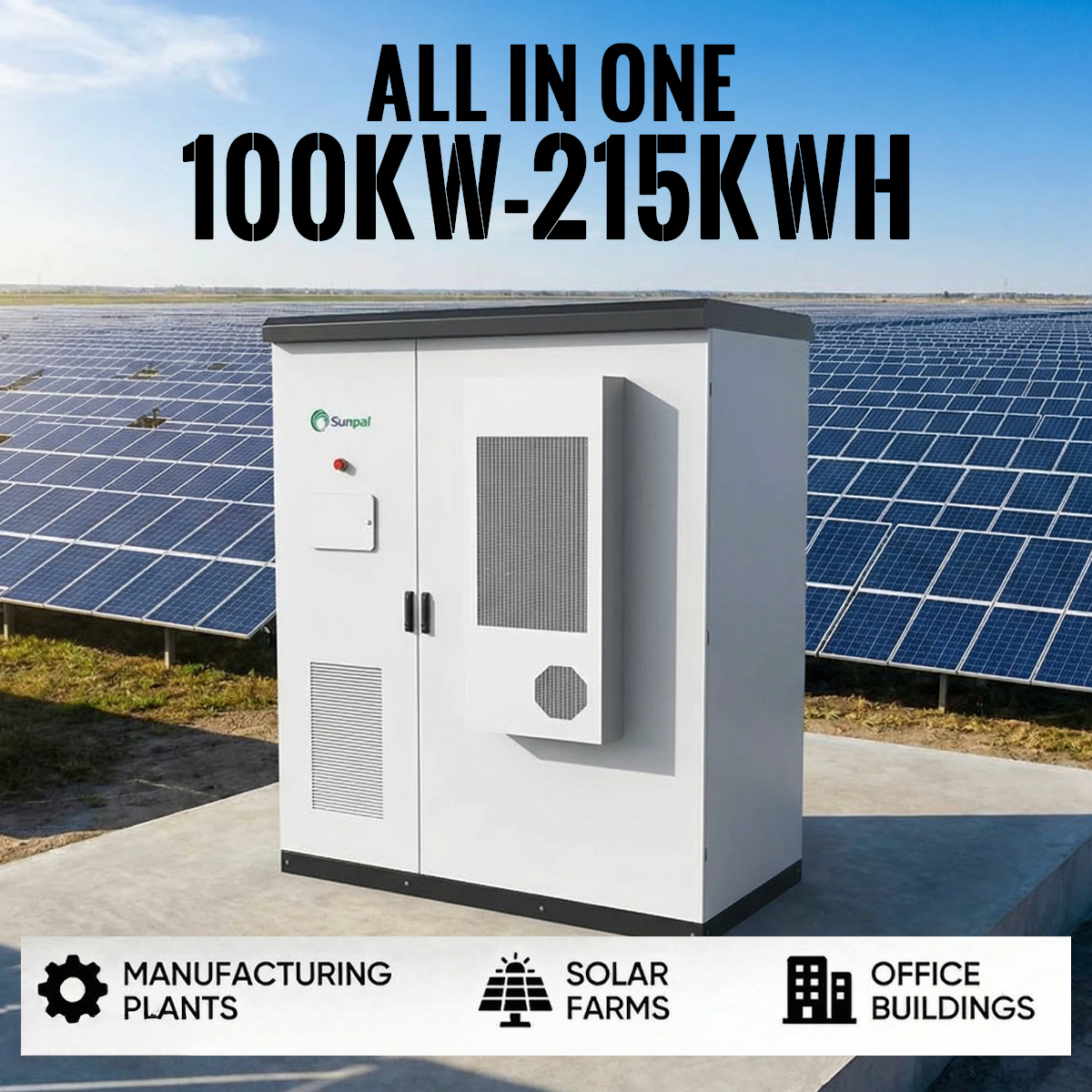 Sunpal ESS Industrial Solar Container 100kva 215KWh Solar Lithium Battery Storage System
