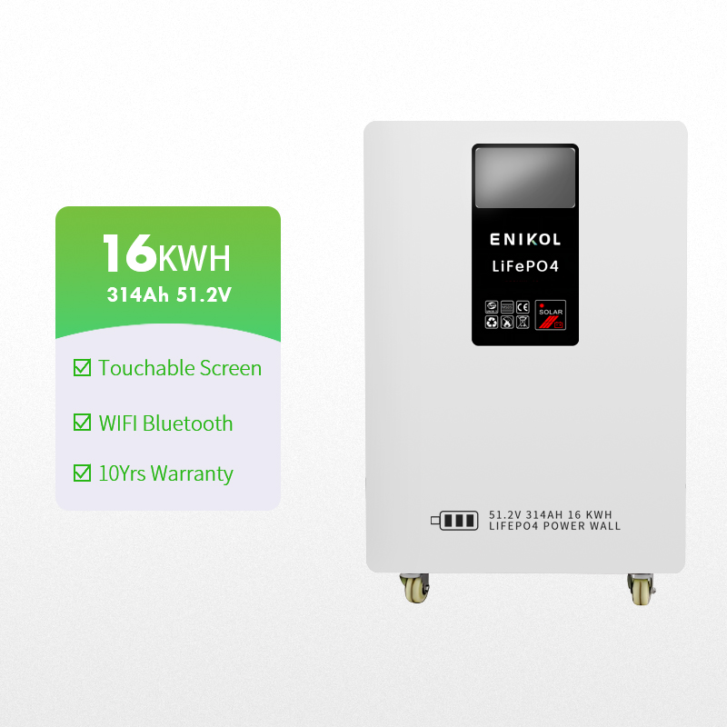 Enikol 51.2V 16kWh Wheeled Solar LiFePO4 Battery 10-20kW Hybrid/Off-grid Home Energy Storage System Easy Moving CAN