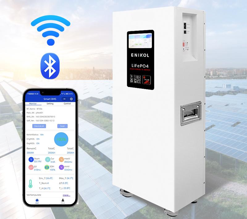 Enikol 51.2V 16kWh Wheeled Solar LiFePO4 Battery 10-20kW Hybrid/Off-grid Home Energy Storage System Easy Moving CAN