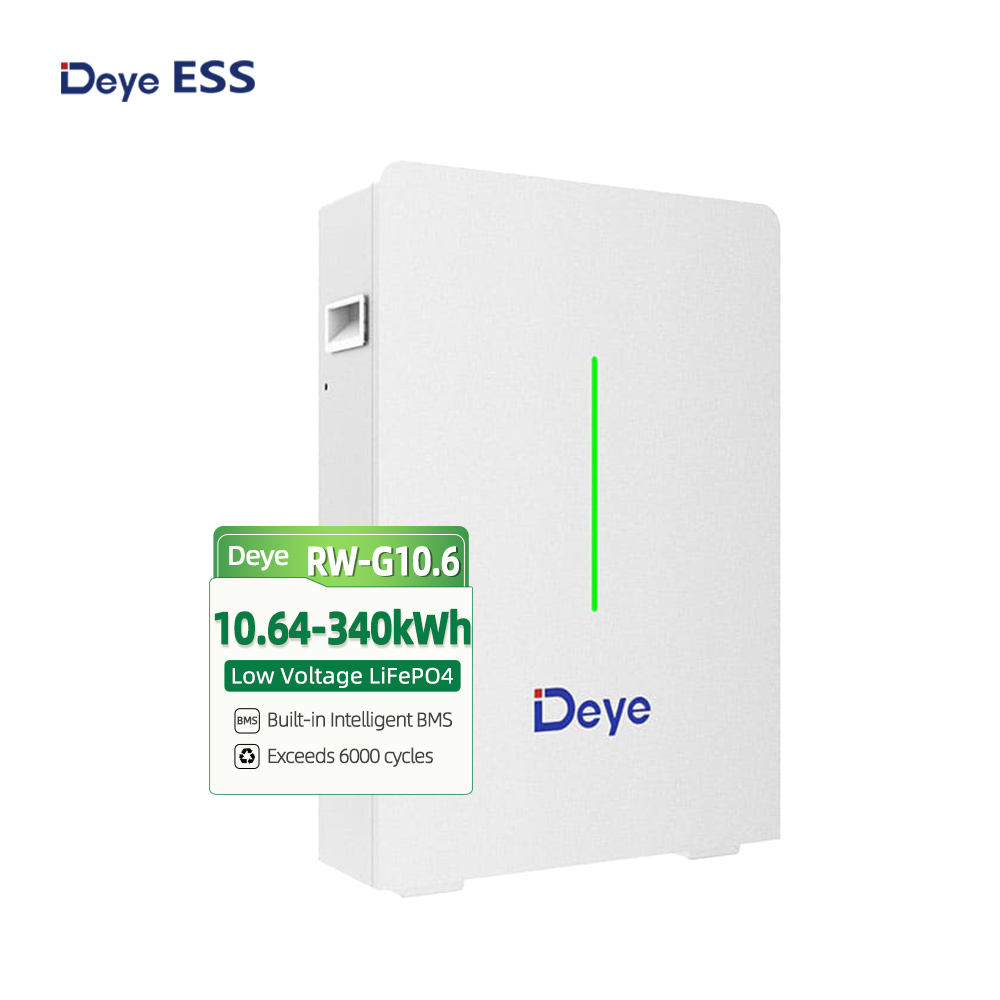 In Stock Deye Lithium Battery 10kwh RW-G10.6 51.2v 208ah Solar System Low Voltage Lifepo4 Wall Mounted 6000+ Cycles