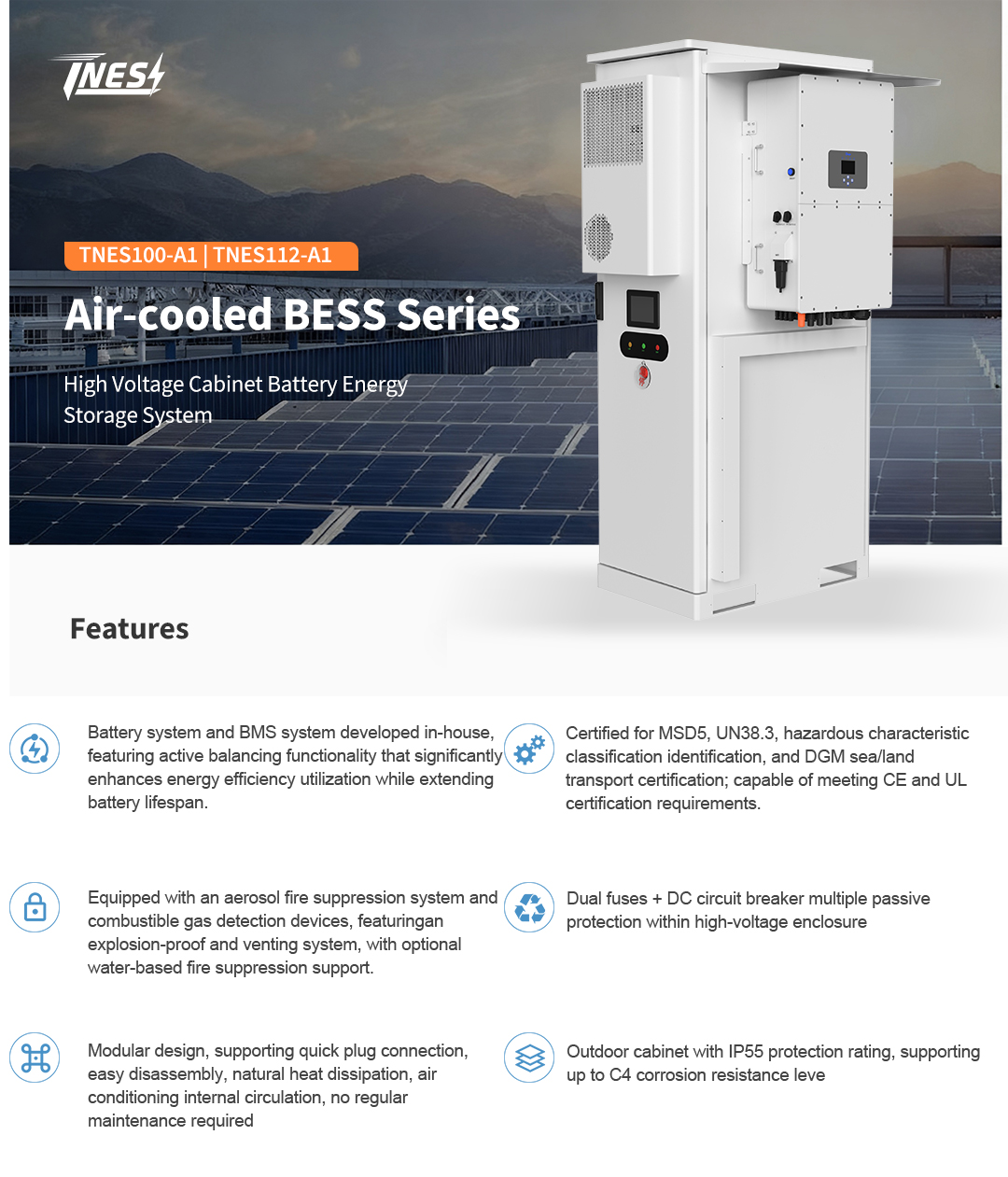 100kWh Battery Storage Container Industrial Commercial Energy Storage Bess All in One Inverter 50KW