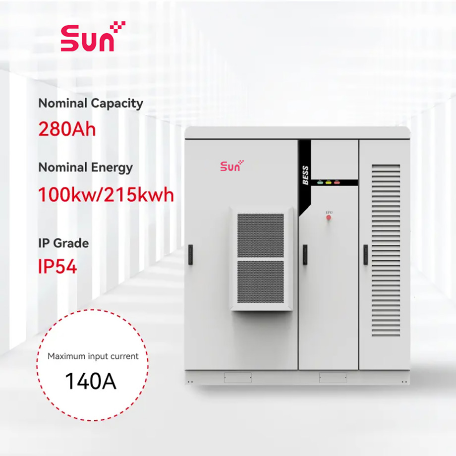 SunPlus 215kWh LiFePO4 All-in-One Outdoor Energy Storage System | DC-Coupled Hybrid ESS for Solar Grid Microgrid