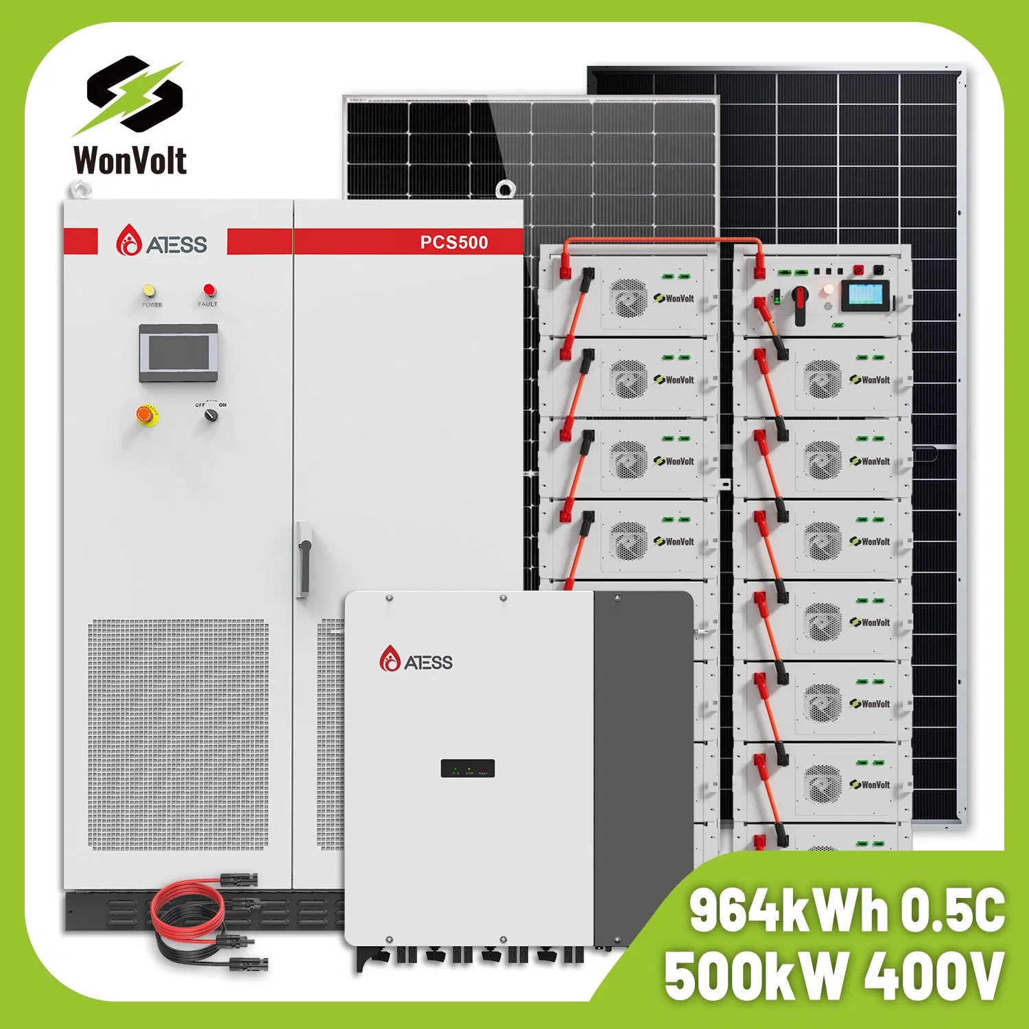 500kw Grid Tied Storage Solar System 3phase 400VAC 300kw 250kw 200kw 100kw Solar Energy Storage System with 500kwh Solar Battery