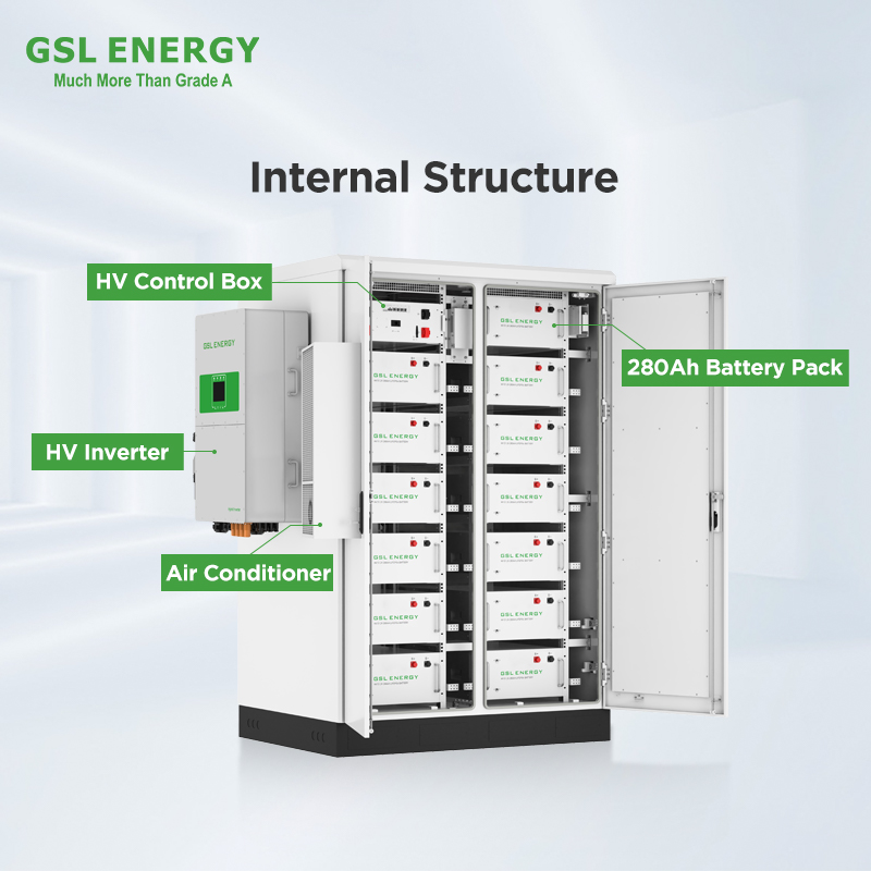 GSL Energy 172KWH/230KWH LiFePO4 Battery Cabinet Energy Storage Air Cooling BESS Commercial Microgrid Solar on Grid System