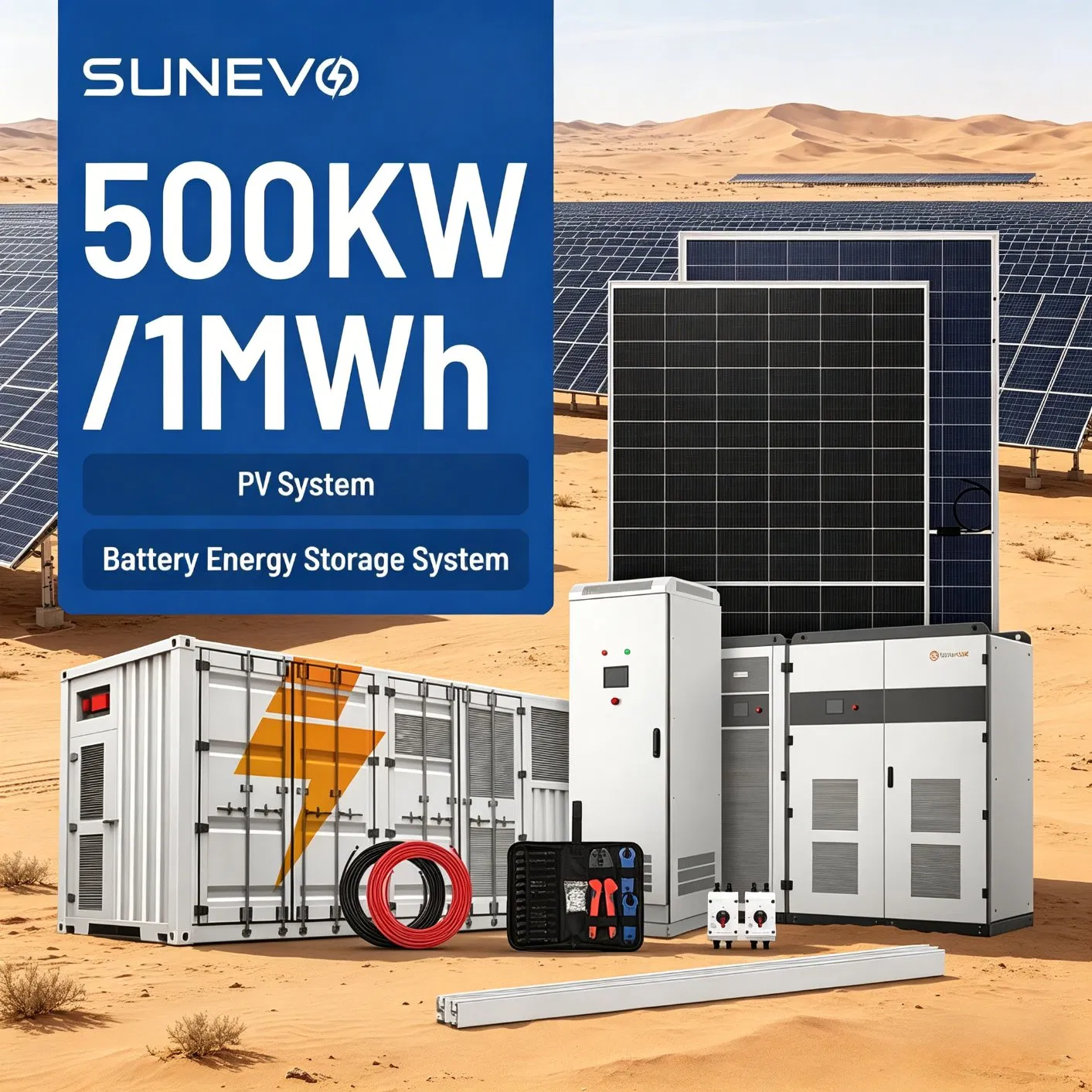 Sunevo 100kw 200kw 300kw 500kw Hybrid Solar Energy System for Commercial Building Energy Storage and Peak Shaving Solutions