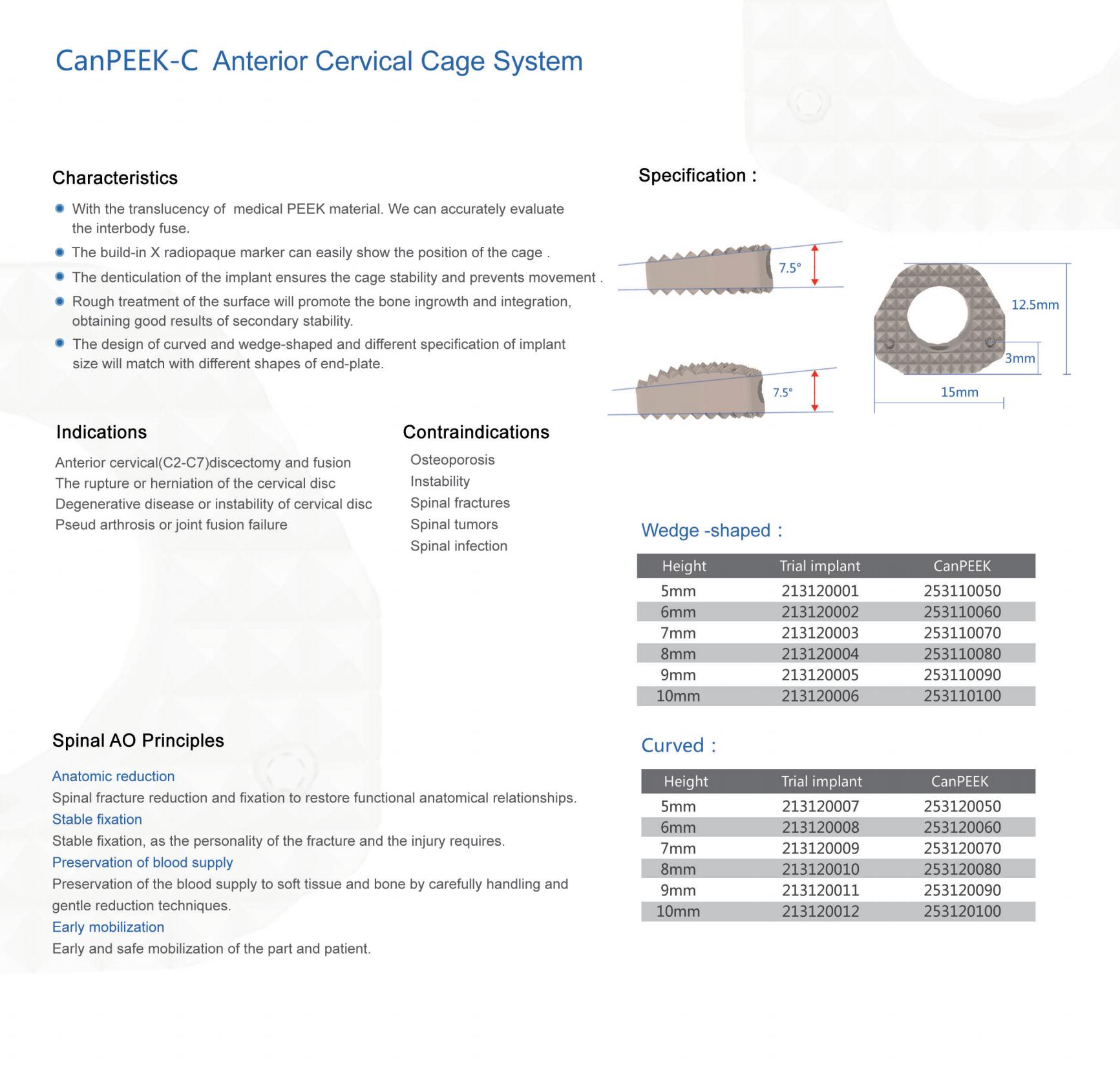 CANWELL Anterior Cervical Fusion Instrument Set PEEK Cage Spine Instrument Set Surgery ACDF Cage Instrument Set CE Certified