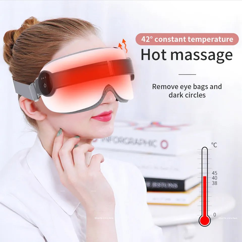 Portable Rechargeable Eye Care Massager Equipment Thermal Airbag Compression Eye Massager with Heat Music