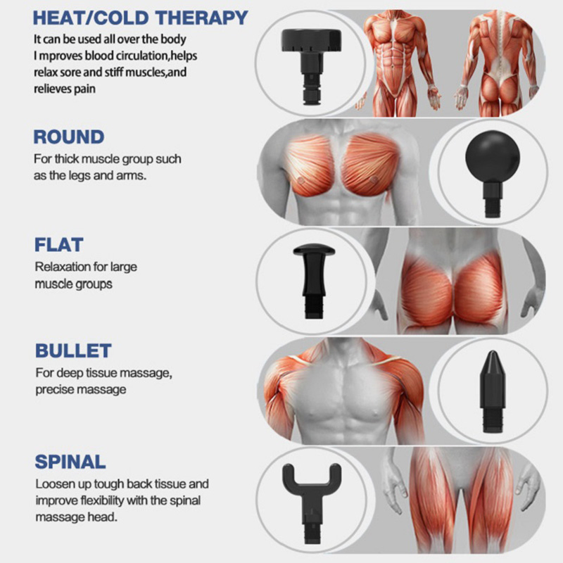 Dropshipping Vibration Heat Head Deep Tissue Percussion Muscle Body Therapy Hot Cold Massage Gun Manufacturer