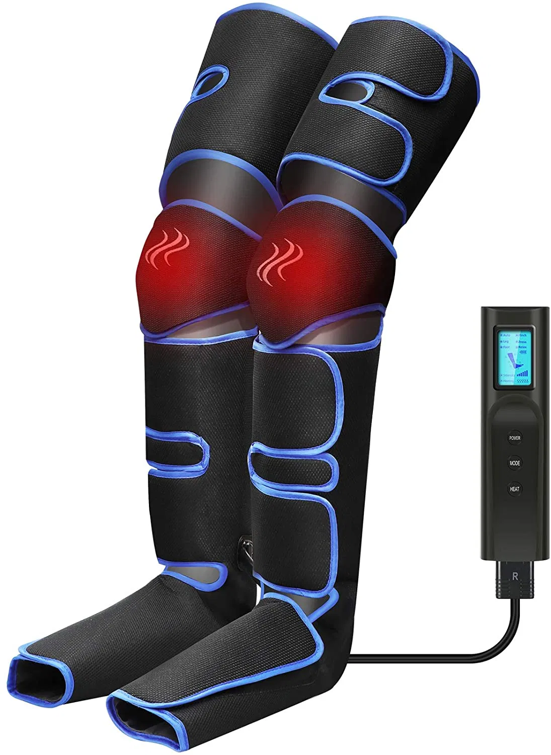 Wireless Portable Pain Relief Air Wave Pressure Massaging Leg Compression Massager with Heat Therapy